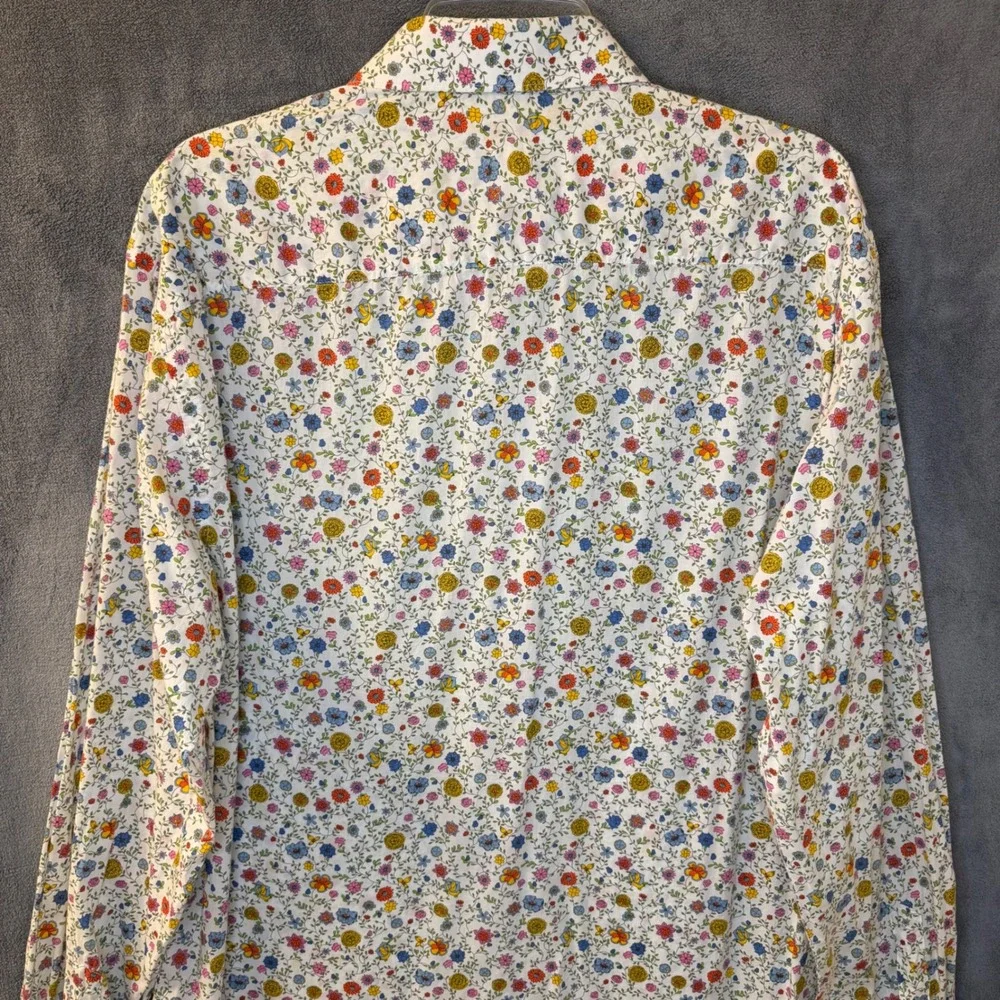 Bugatchi Uomo Mens XL Floral Button Down Shirt Shaped Fit Long Sleeve Multi
